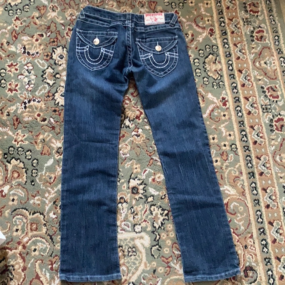 TRUE RELIGION JOEY SUPER T BLUE DENIM JEANS ROW 27 SEAT 33